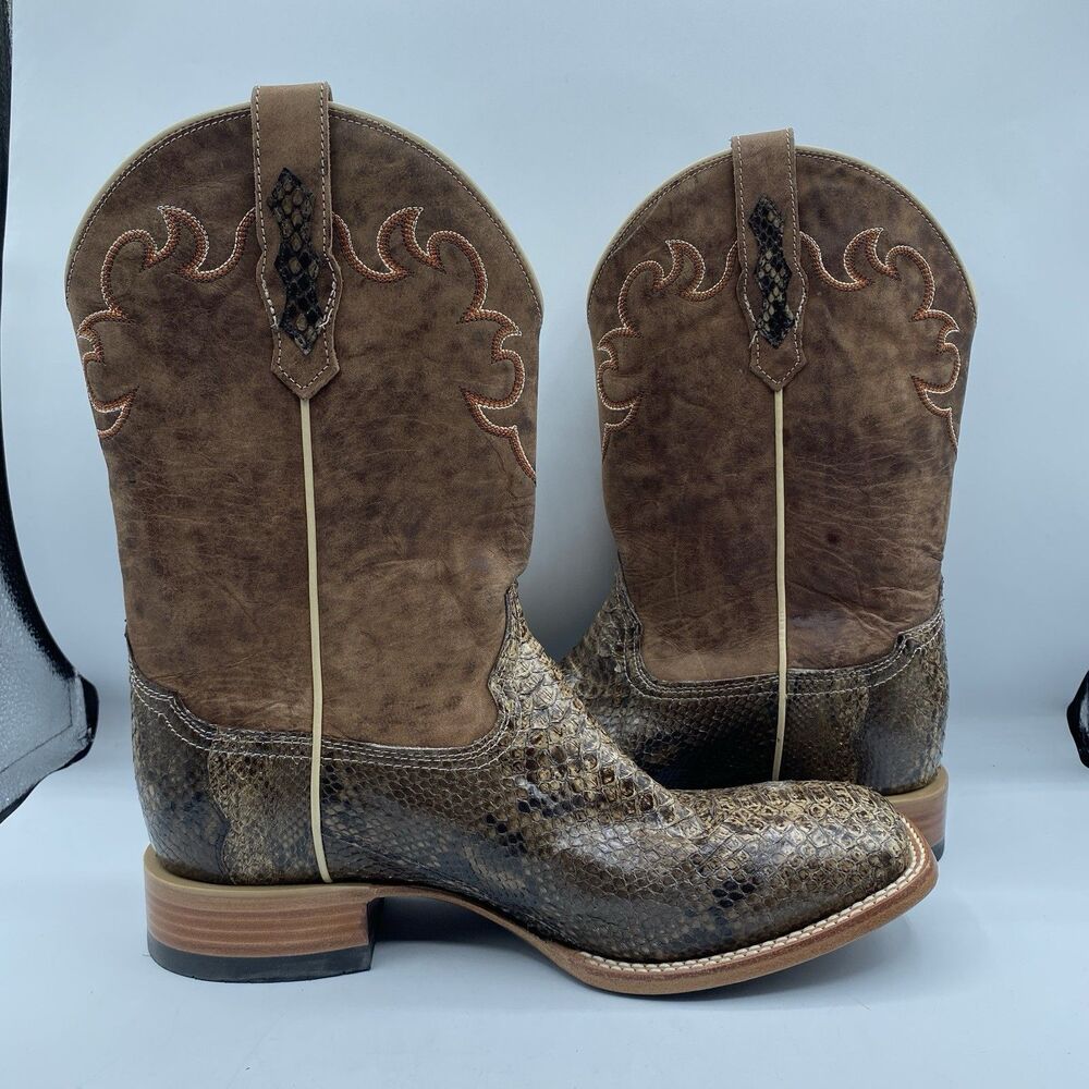 Cody James Western Boot Mens Men 10.5 D Exotic Pythons Brown Square Toe Cowboy